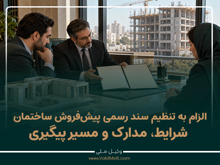 الزام به تنظیم سند رسمی پیش‌فروش ساختمان؛ شرایط، مدارک و مسیر پیگیری